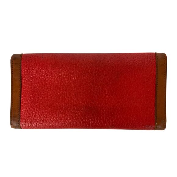 Vintage Dooney & Bourke All Weather Leather Wallet Red Brown Snap Closure - Picture 2 of 12